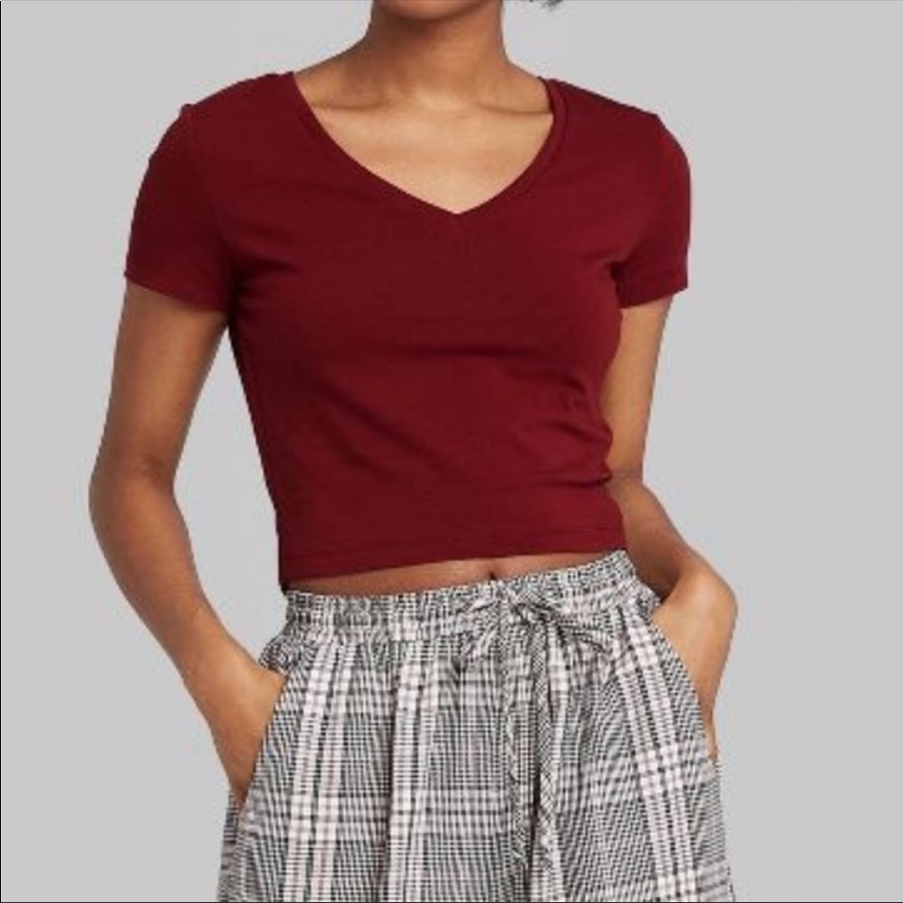 Wild Fable V Neck Crop Tee